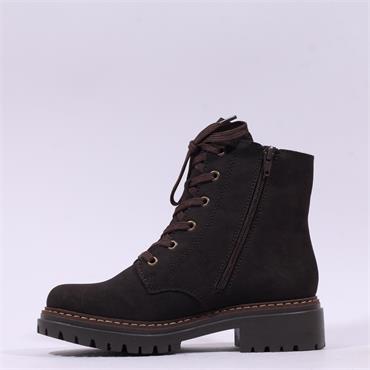 Rieker Laced Biker Boot - Brown Suede